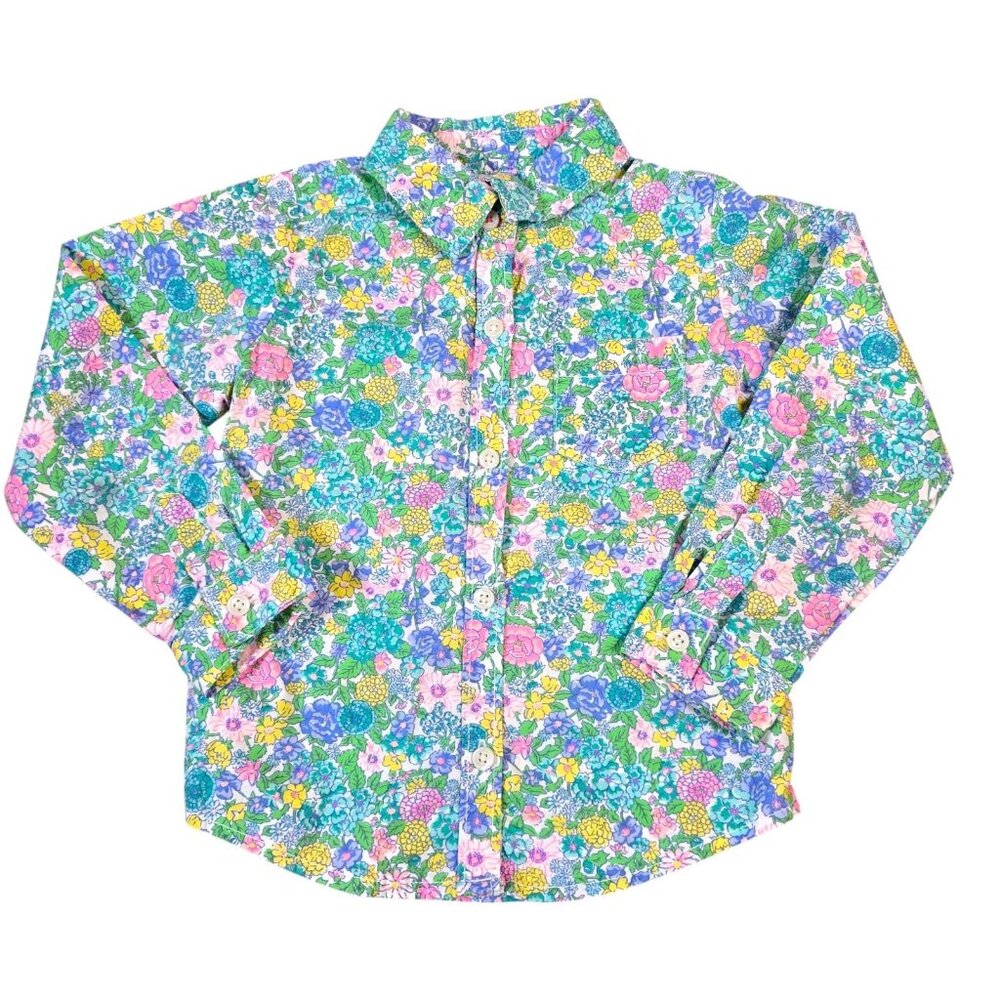 Carters Toddler Shirt Girls 3T Floral Print Colorful Flowers Cottagecore Pretty